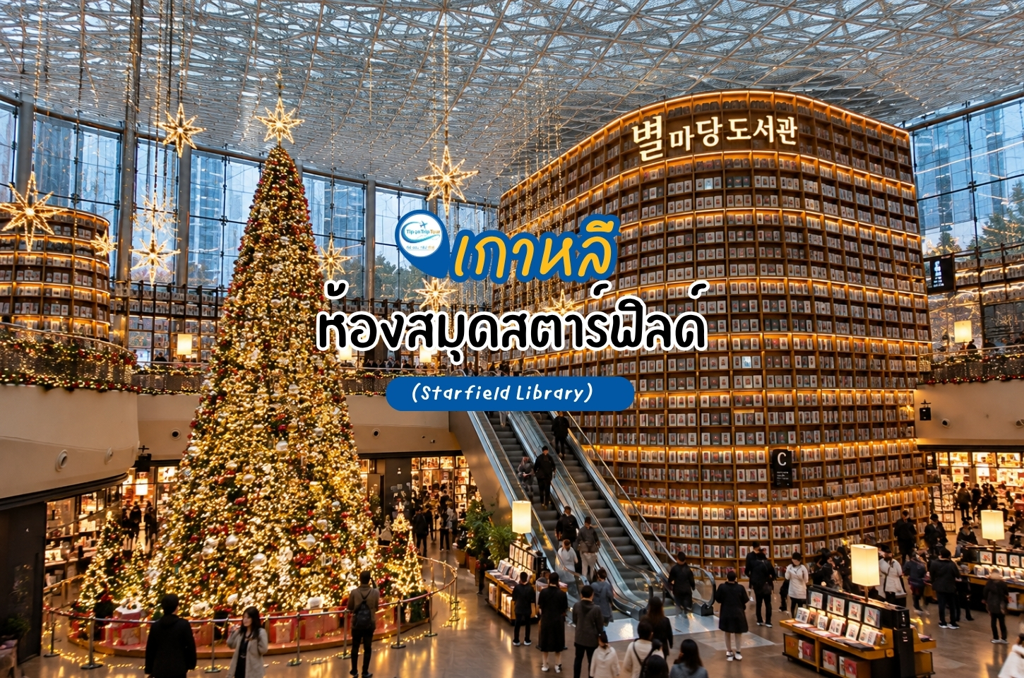 ห้องสมุดสตาร์ฟิลด์ (Starfield Library) แลนด์มาร์กสุดอลังการใจกลางโซล