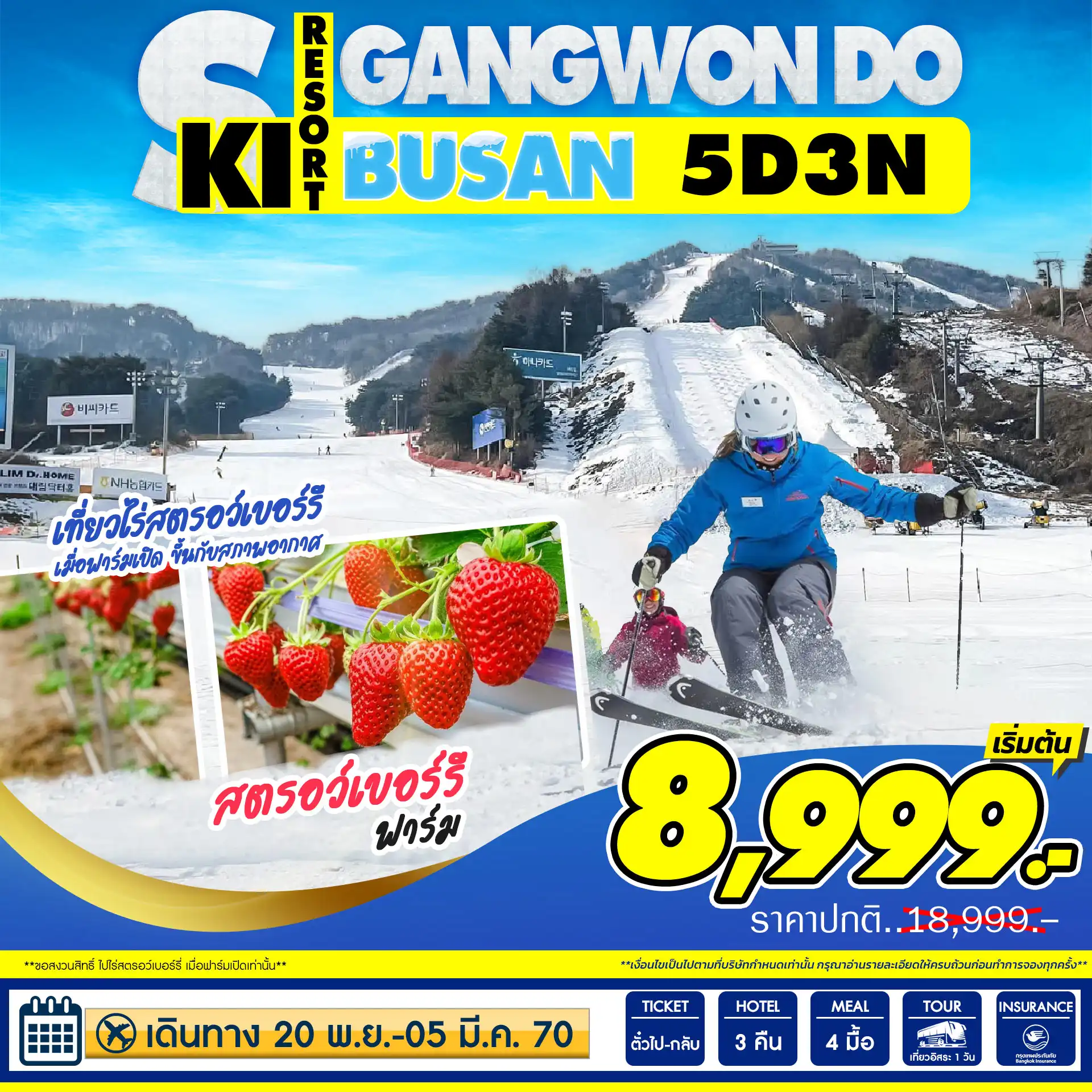 ปูซาน สกี Gangwon Busan Ski Resort 5 วัน 3 คืน **เช็คราคาตามวันเดินทางกับแอดมินเท่านั้น**